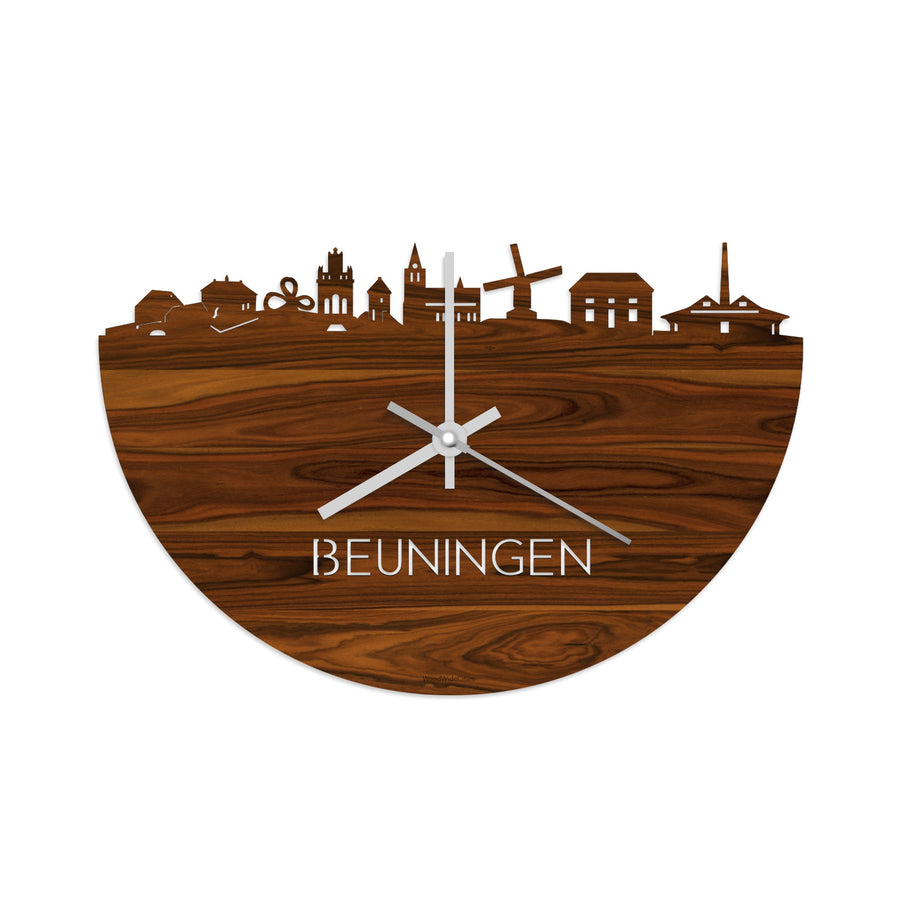 Skyline Klok Beuningen Palissander houten cadeau wanddecoratie relatiegeschenk van WoodWideCities