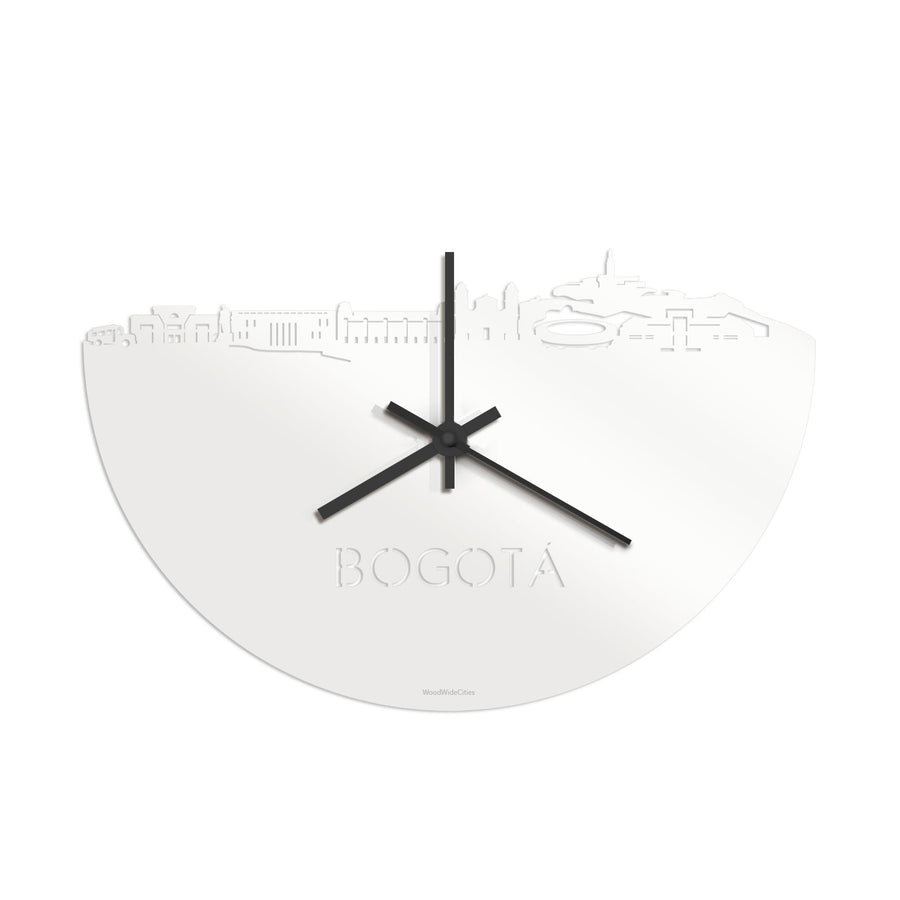 Skyline Klok Bogotá Wit glanzend gerecycled kunststof cadeau decoratie relatiegeschenk van WoodWideCities