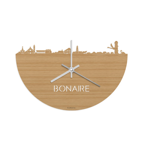 Skyline Klok Bonaire Bamboe houten cadeau decoratie relatiegeschenk van WoodWideCities