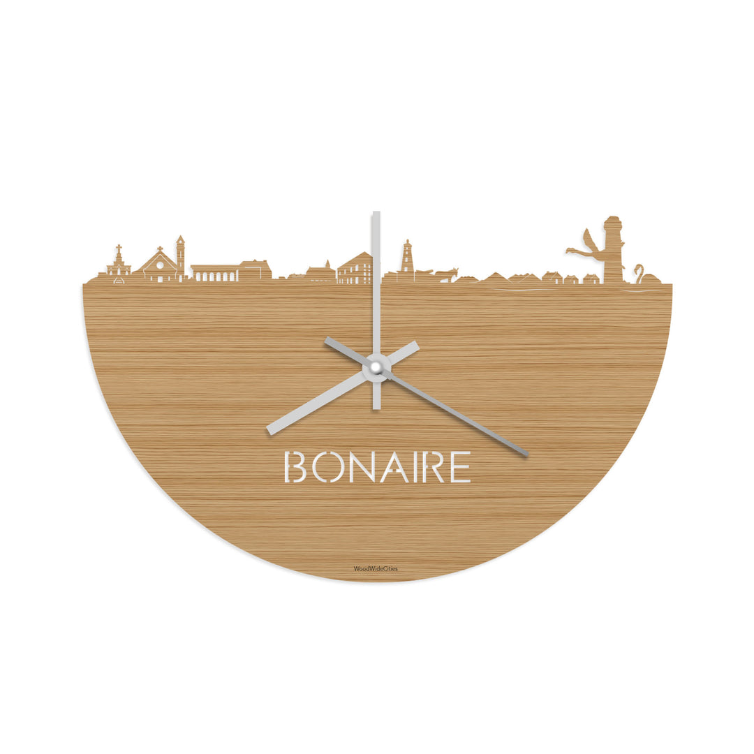 Skyline Klok Bonaire Bamboe houten cadeau decoratie relatiegeschenk van WoodWideCities