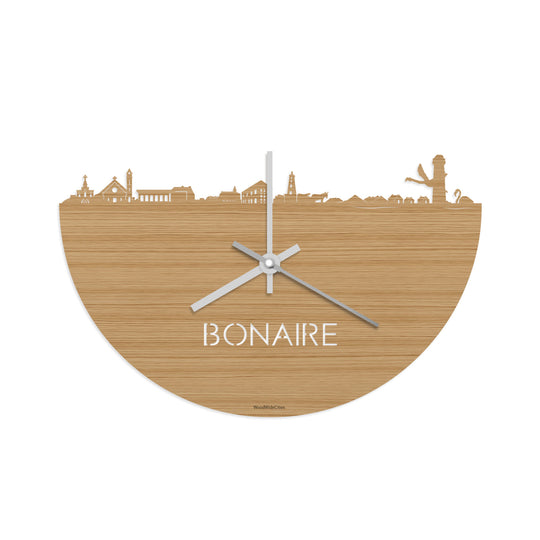 Skyline Klok Bonaire Bamboe houten cadeau decoratie relatiegeschenk van WoodWideCities