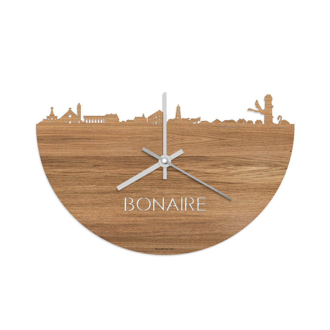 Skyline Klok Bonaire Eiken houten cadeau decoratie relatiegeschenk van WoodWideCities