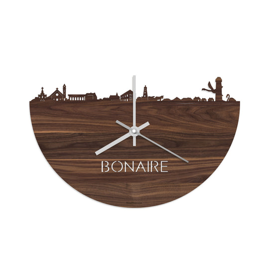 Skyline Klok Bonaire Noten houten cadeau decoratie relatiegeschenk van WoodWideCities