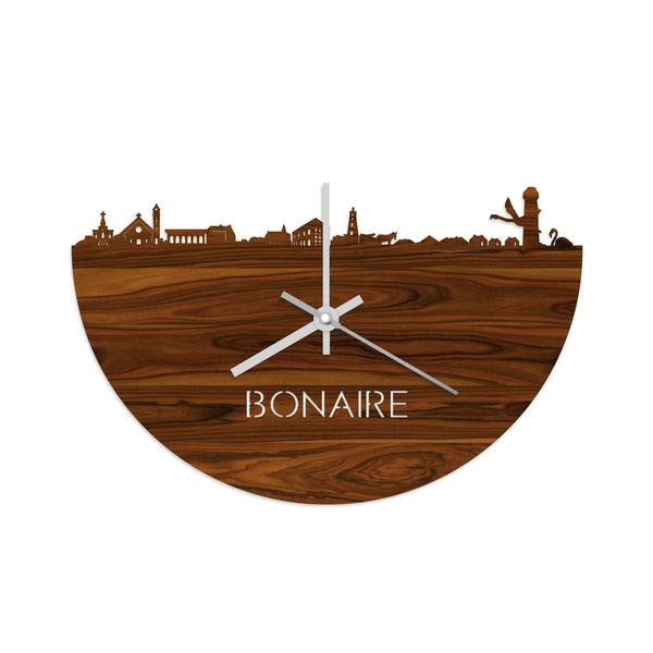Skyline Klok Bonaire Palissander houten cadeau decoratie relatiegeschenk van WoodWideCities