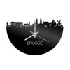 Skyline Klok Brugge Zwart glanzend gerecycled kunststof cadeau wanddecoratie relatiegeschenk van WoodWideCities