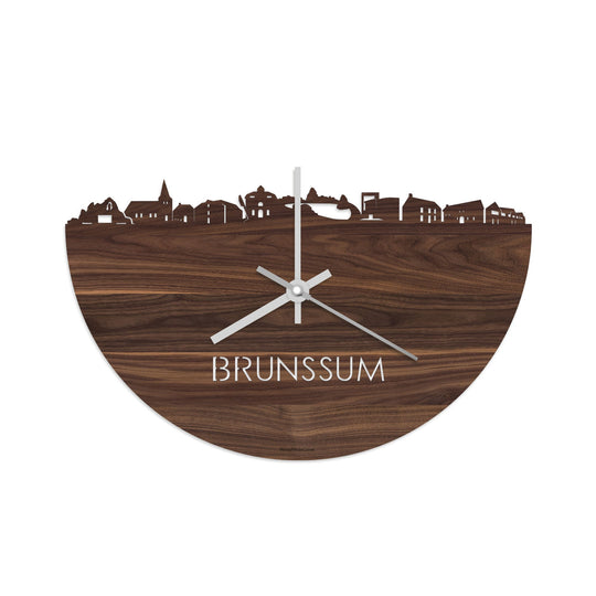 Skyline Klok Brunssum Noten houten cadeau decoratie relatiegeschenk van WoodWideCities
