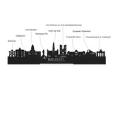 Skyline Klok Brussel Palissander houten cadeau wanddecoratie relatiegeschenk van WoodWideCities