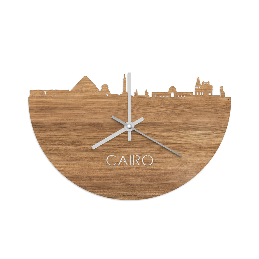 Skyline Klok Cairo Eiken houten cadeau decoratie relatiegeschenk van WoodWideCities