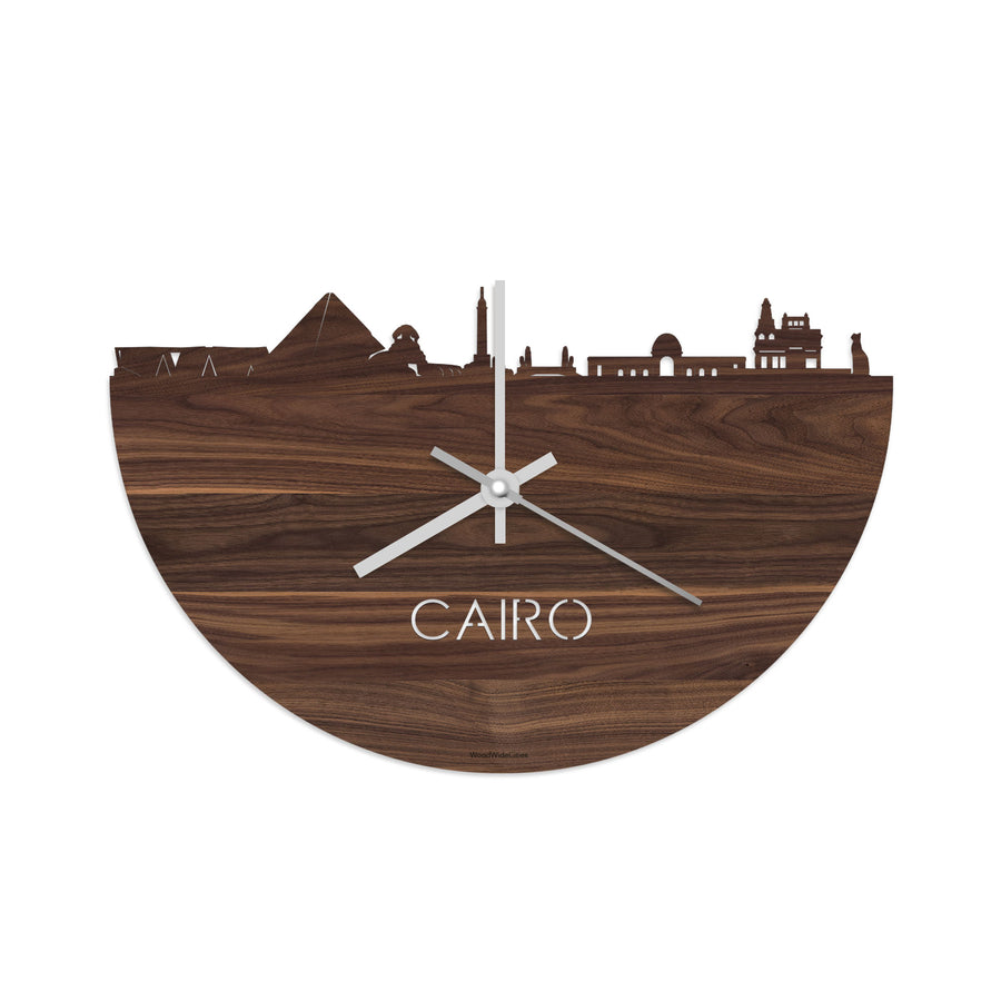 Skyline Klok Cairo Noten houten cadeau decoratie relatiegeschenk van WoodWideCities