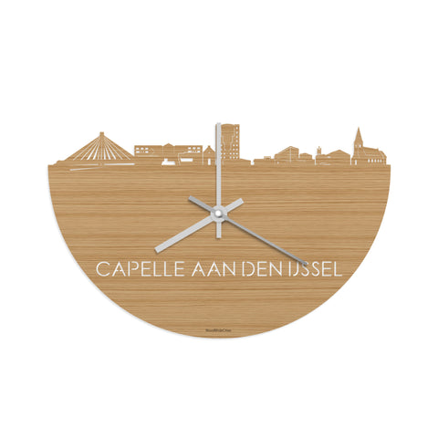 Skyline Klok Capelle aan den IJssel Bamboe houten cadeau decoratie relatiegeschenk van WoodWideCities