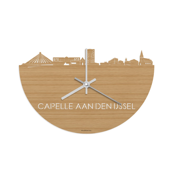 Skyline Klok Capelle aan den IJssel Bamboe houten cadeau decoratie relatiegeschenk van WoodWideCities