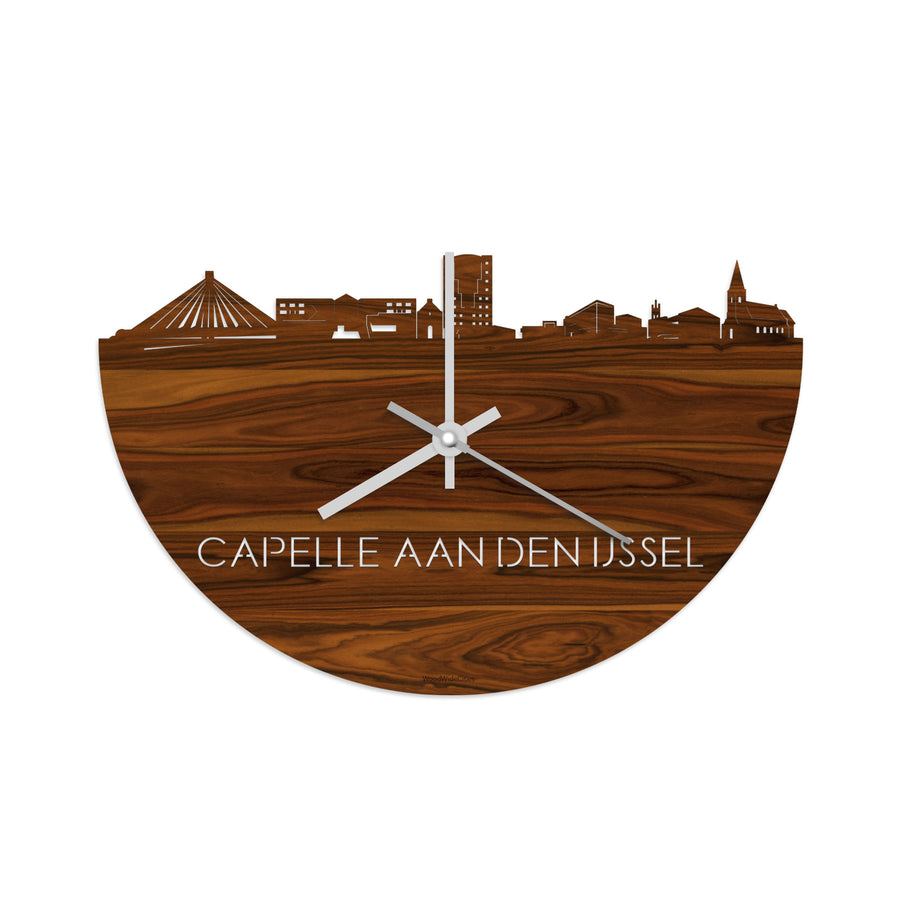 Skyline Klok Capelle aan den IJssel Palissander houten cadeau decoratie relatiegeschenk van WoodWideCities
