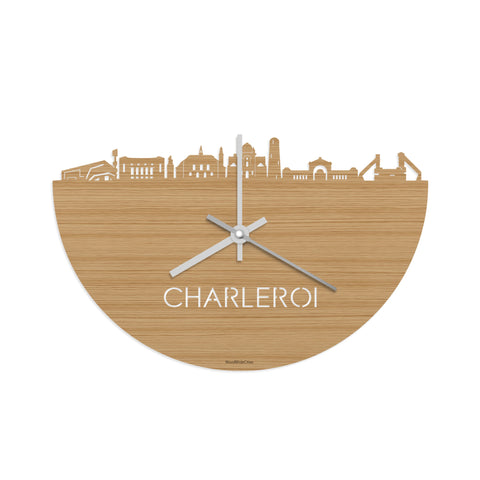 Skyline Klok Charleroi Bamboe houten cadeau decoratie relatiegeschenk van WoodWideCities