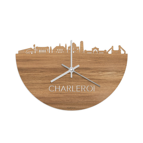 Skyline Klok Charleroi Eiken houten cadeau decoratie relatiegeschenk van WoodWideCities