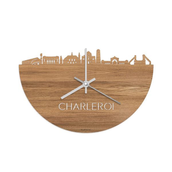 Skyline Klok Charleroi Eiken houten cadeau decoratie relatiegeschenk van WoodWideCities