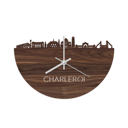 Skyline Klok Charleroi Noten houten cadeau decoratie relatiegeschenk van WoodWideCities