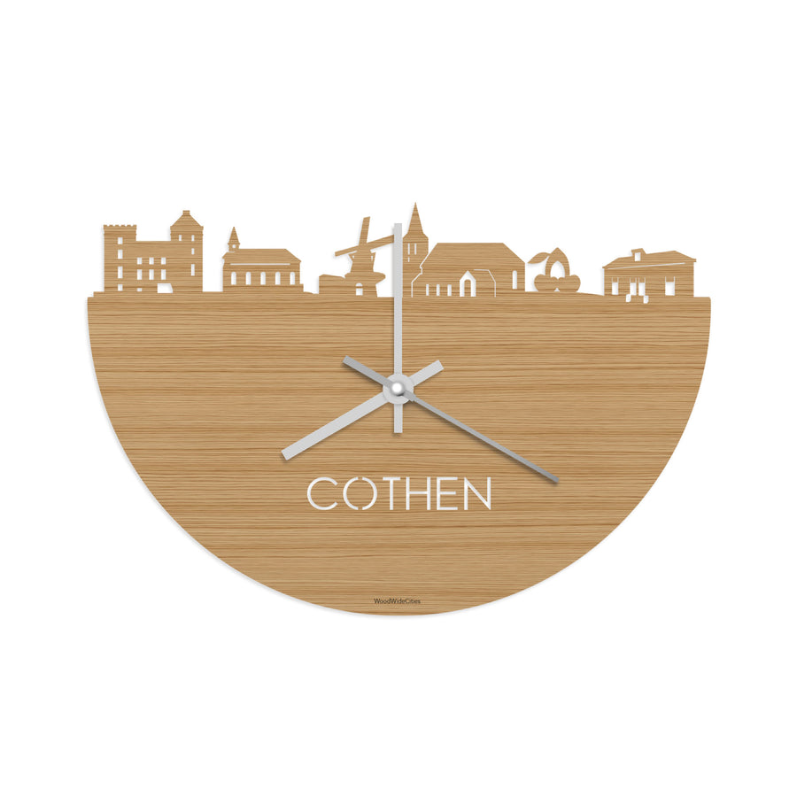 Skyline Klok Cothen Bamboe houten cadeau decoratie relatiegeschenk van WoodWideCities