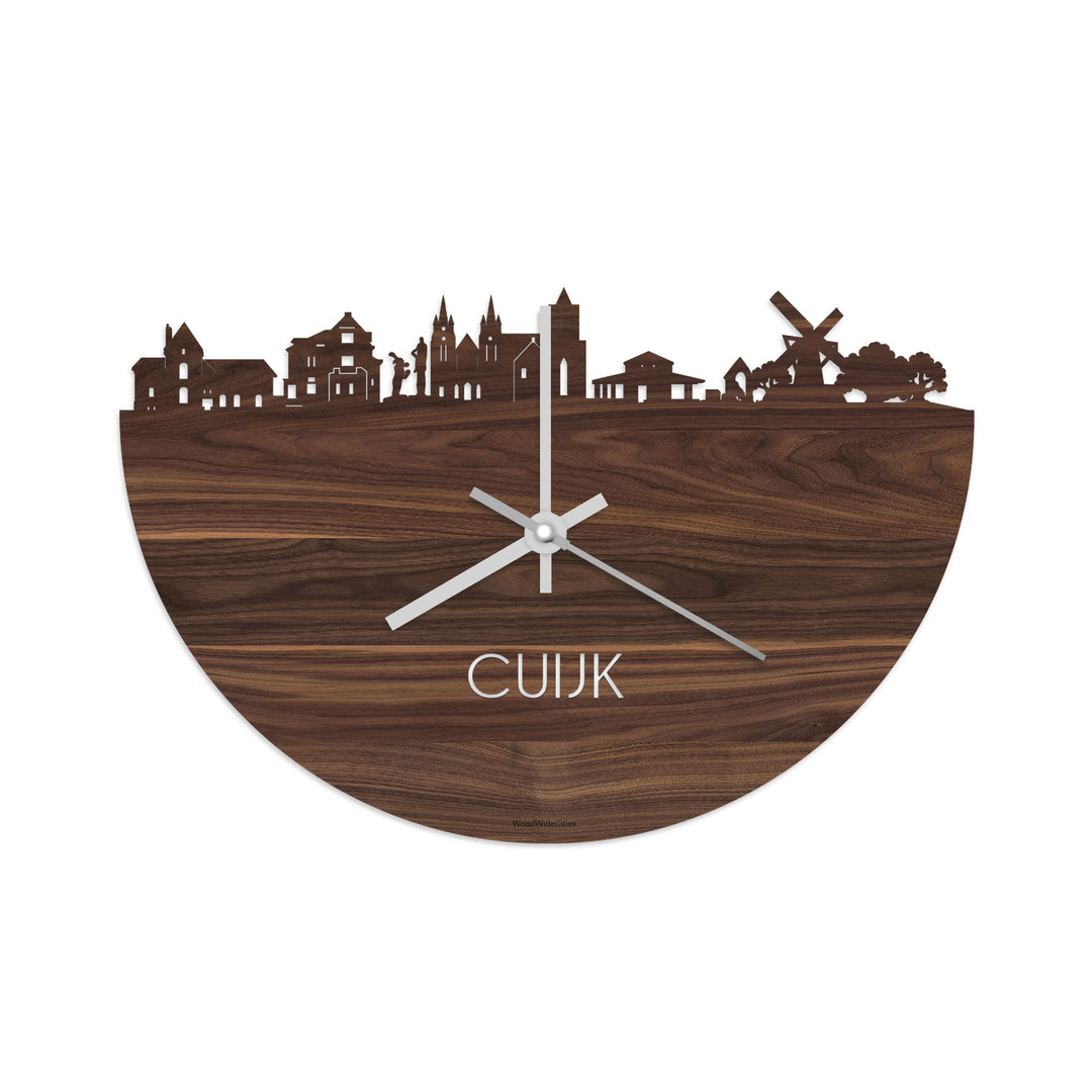Skyline Klok Cuijk Noten houten cadeau decoratie relatiegeschenk van WoodWideCities