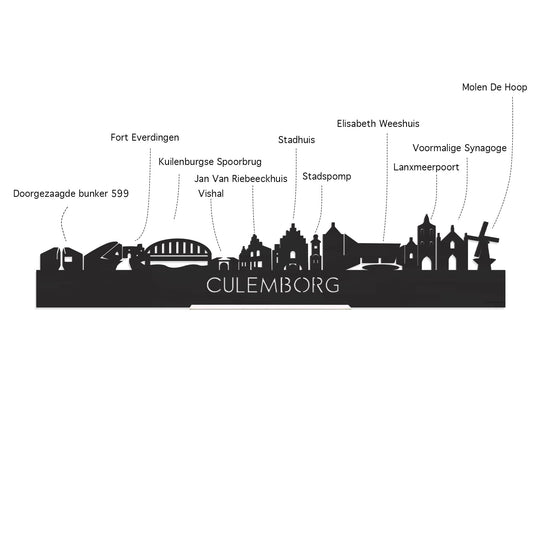 Skyline Klok Culemborg Wit glanzend gerecycled kunststof cadeau wanddecoratie relatiegeschenk van WoodWideCities