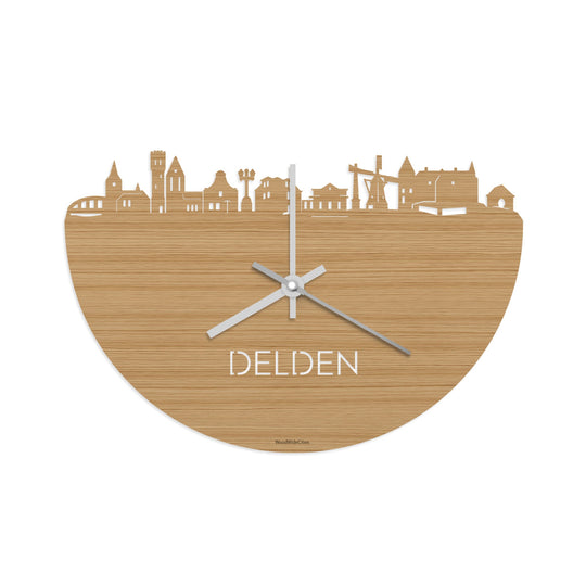 Skyline Klok Delden Bamboe houten cadeau decoratie relatiegeschenk van WoodWideCities