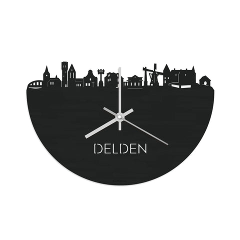 Skyline Klok Delden Black Zwart houten cadeau decoratie relatiegeschenk van WoodWideCities