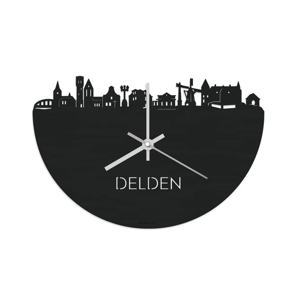 Skyline Klok Delden Black Zwart houten cadeau decoratie relatiegeschenk van WoodWideCities