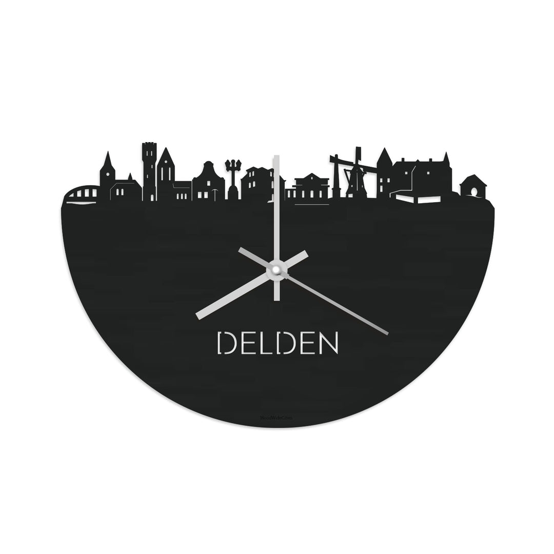 Skyline Klok Delden Black Zwart houten cadeau decoratie relatiegeschenk van WoodWideCities