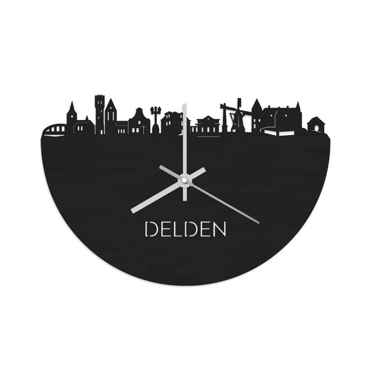 Skyline Klok Delden Black Zwart houten cadeau decoratie relatiegeschenk van WoodWideCities
