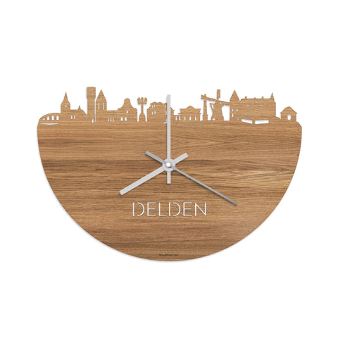 Skyline Klok Delden Eiken houten cadeau decoratie relatiegeschenk van WoodWideCities