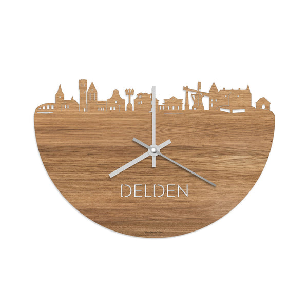 Skyline Klok Delden Eiken houten cadeau decoratie relatiegeschenk van WoodWideCities
