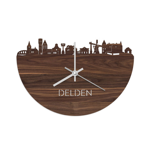 Skyline Klok Delden Noten houten cadeau decoratie relatiegeschenk van WoodWideCities