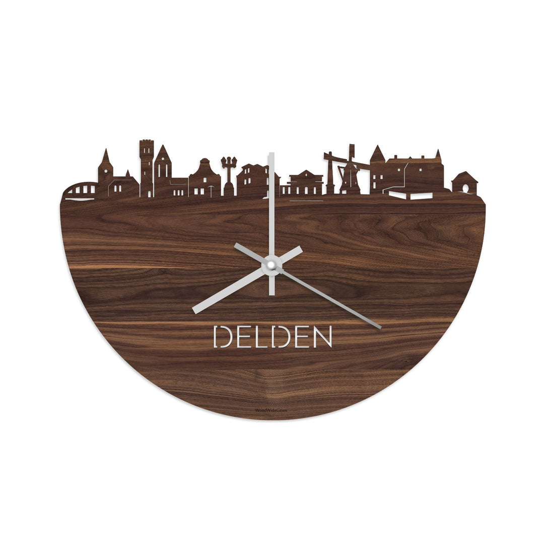 Skyline Klok Delden Noten houten cadeau decoratie relatiegeschenk van WoodWideCities