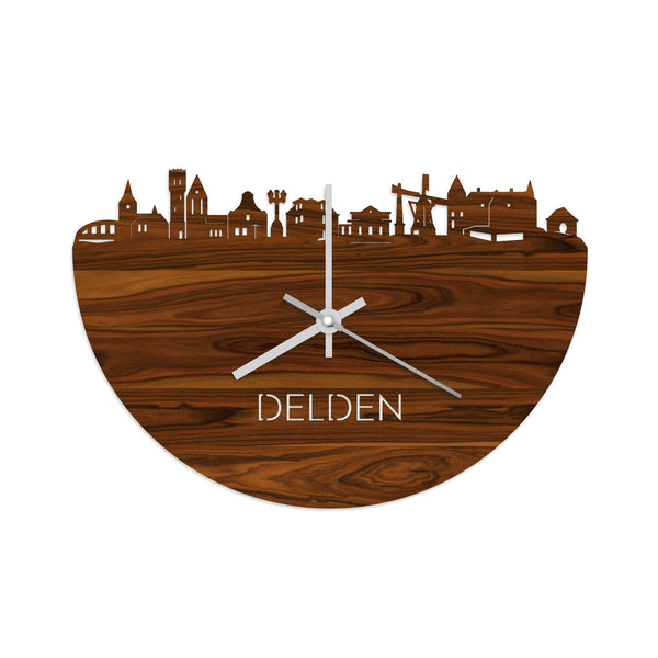 Skyline Klok Delden Palissander houten cadeau decoratie relatiegeschenk van WoodWideCities