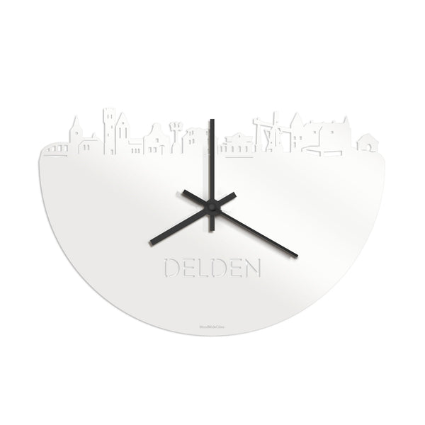 Skyline Klok Delden Wit glanzend gerecycled kunststof cadeau decoratie relatiegeschenk van WoodWideCities