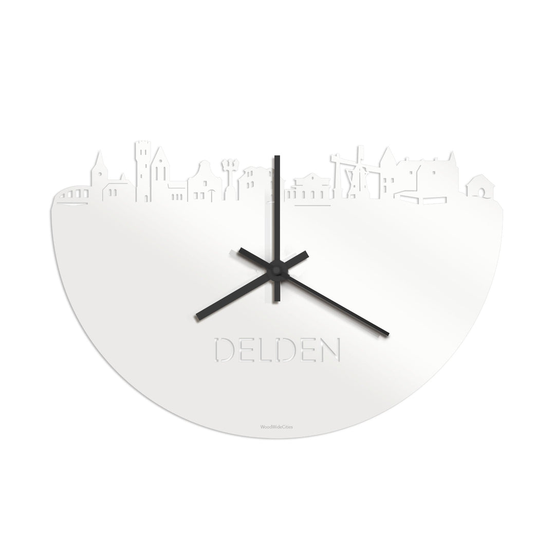 Skyline Klok Delden Wit glanzend gerecycled kunststof cadeau decoratie relatiegeschenk van WoodWideCities