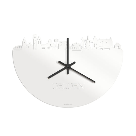 Skyline Klok Delden Wit glanzend gerecycled kunststof cadeau decoratie relatiegeschenk van WoodWideCities