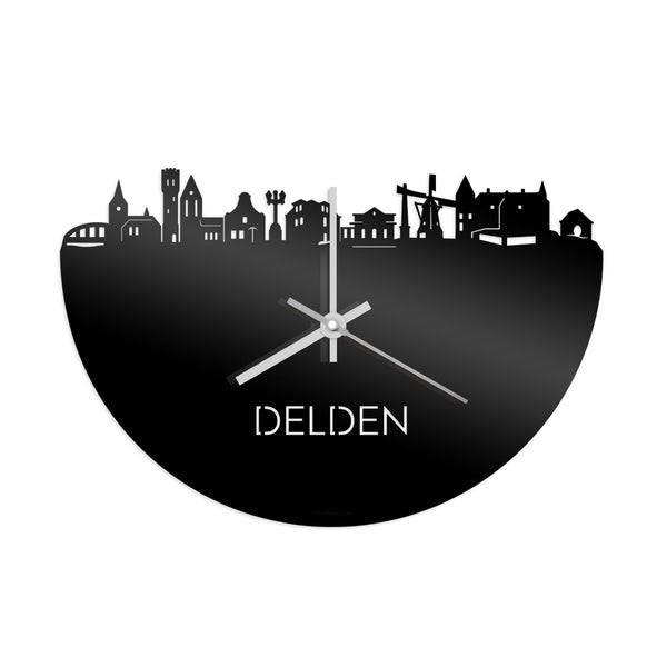 Skyline Klok Delden Zwart glanzend gerecycled kunststof cadeau decoratie relatiegeschenk van WoodWideCities