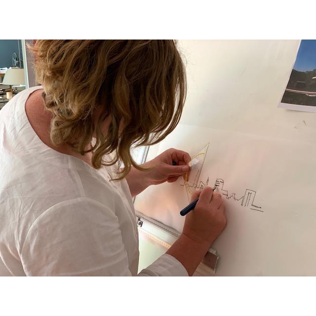 Skyline Klok Delfzijl Spiegel gerecycled kunststof cadeau wanddecoratie relatiegeschenk van WoodWideCities