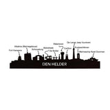 Skyline Klok Den Helder Noten houten cadeau wanddecoratie relatiegeschenk van WoodWideCities