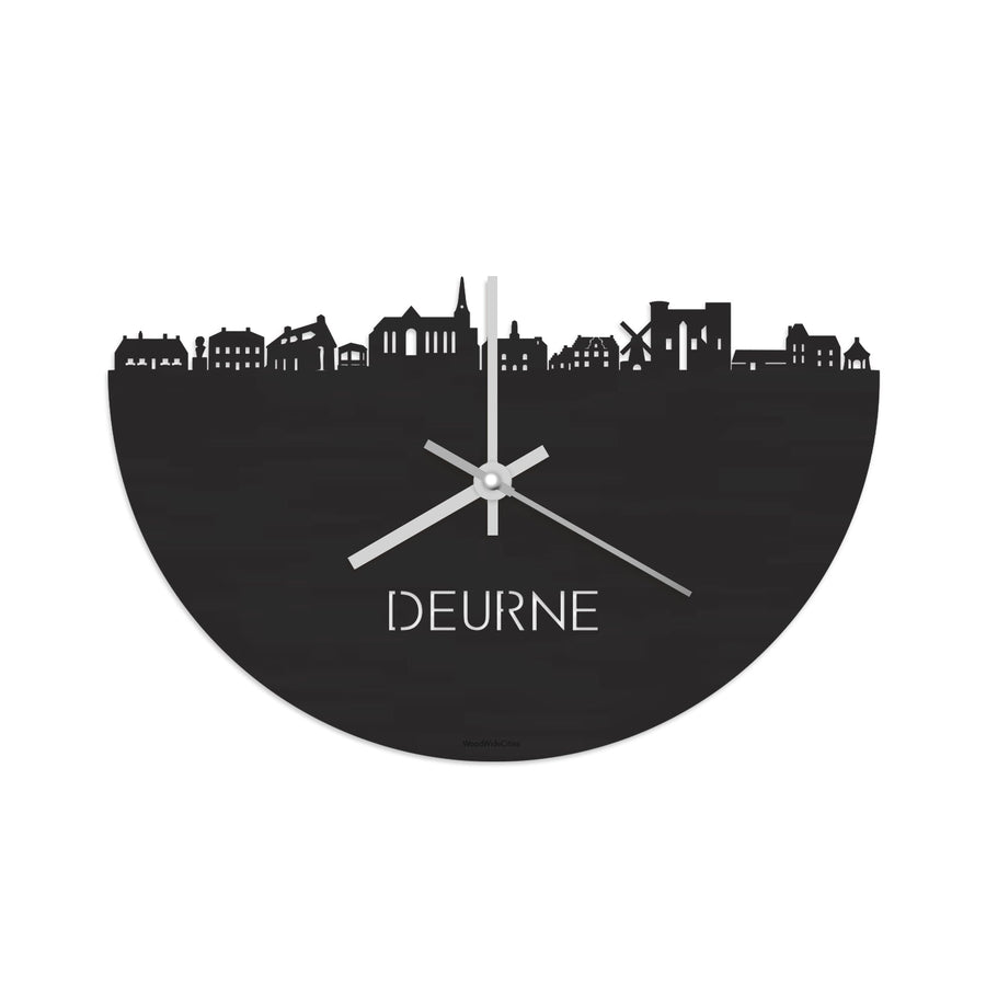 Skyline Klok Deurne Black Zwart houten cadeau decoratie relatiegeschenk van WoodWideCities