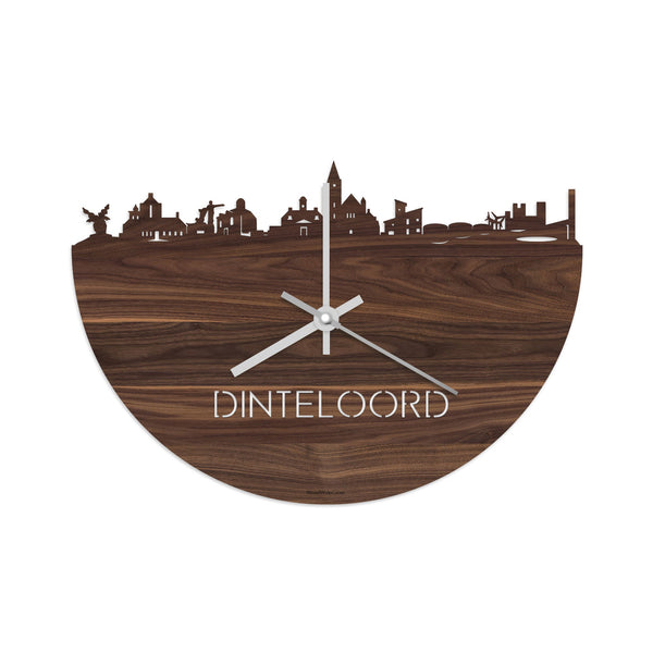Skyline Klok Dinteloord Noten houten cadeau decoratie relatiegeschenk van WoodWideCities