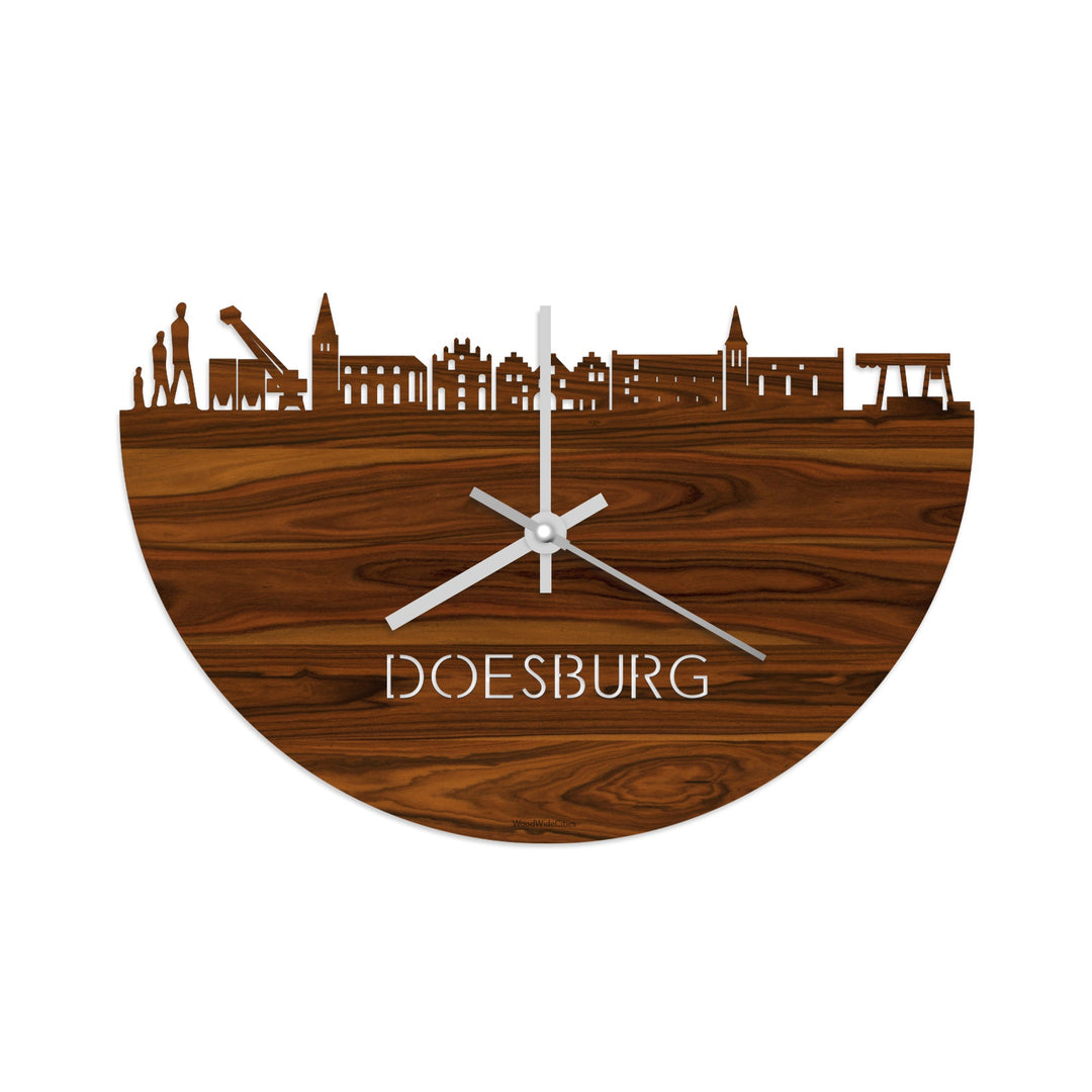 Skyline Klok Doesburg Palissander houten cadeau decoratie relatiegeschenk van WoodWideCities