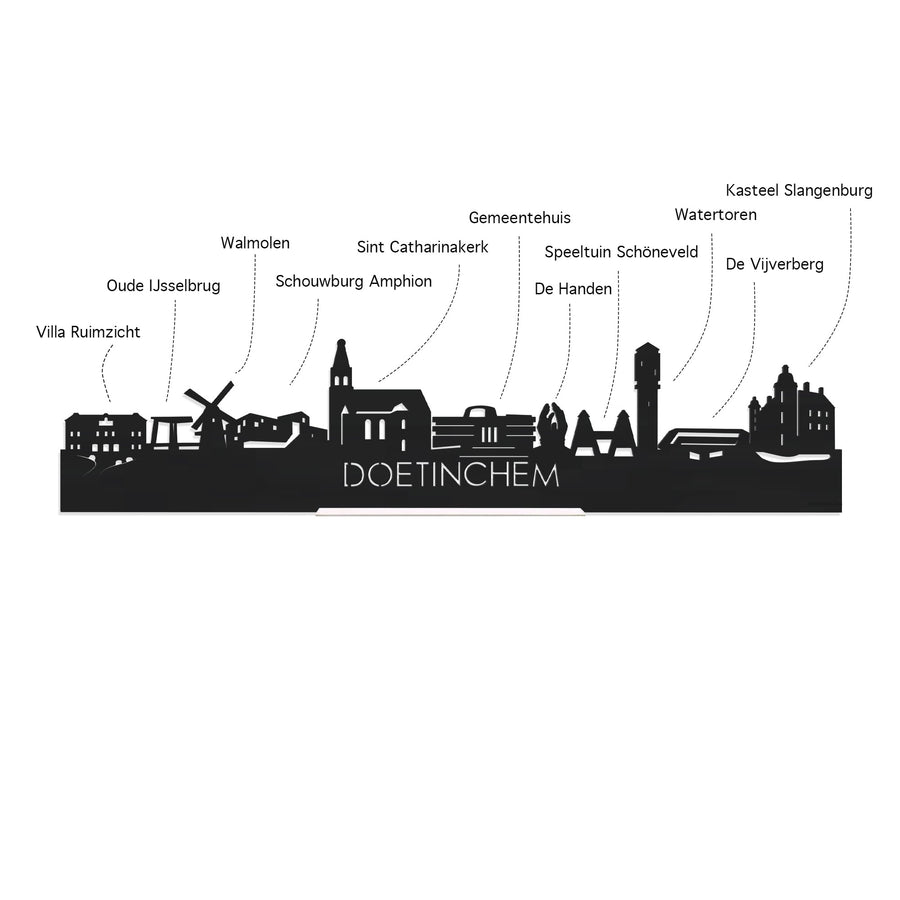 Skyline Klok Doetinchem Noten houten cadeau wanddecoratie relatiegeschenk van WoodWideCities