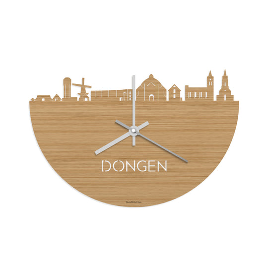 Skyline Klok Dongen Bamboe houten cadeau decoratie relatiegeschenk van WoodWideCities