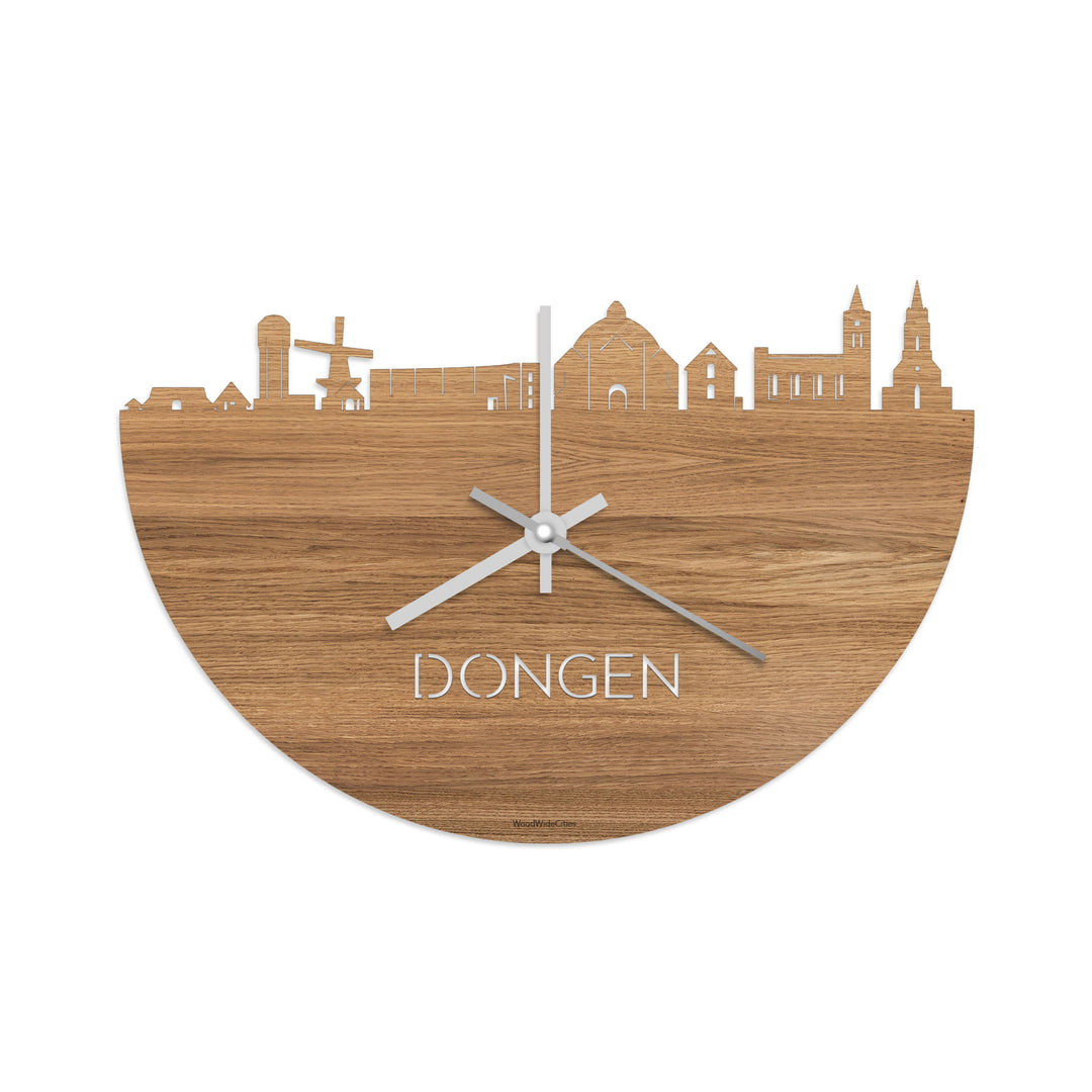 Skyline Klok Dongen Eiken houten cadeau decoratie relatiegeschenk van WoodWideCities