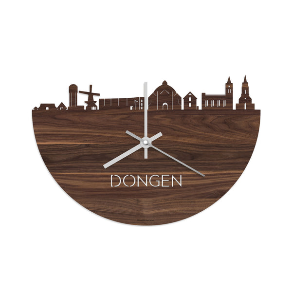 Skyline Klok Dongen Noten houten cadeau decoratie relatiegeschenk van WoodWideCities