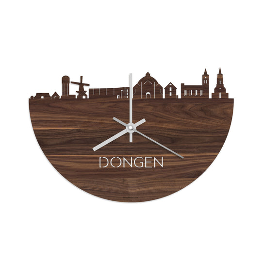 Skyline Klok Dongen Noten houten cadeau decoratie relatiegeschenk van WoodWideCities