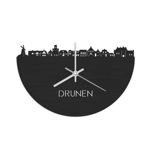 Skyline Klok Drunen Black Zwart houten cadeau decoratie relatiegeschenk van WoodWideCities