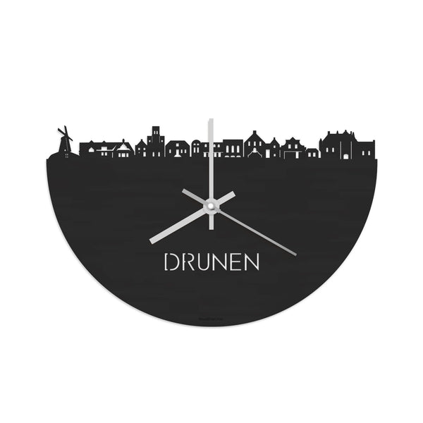 Skyline Klok Drunen Black Zwart houten cadeau decoratie relatiegeschenk van WoodWideCities