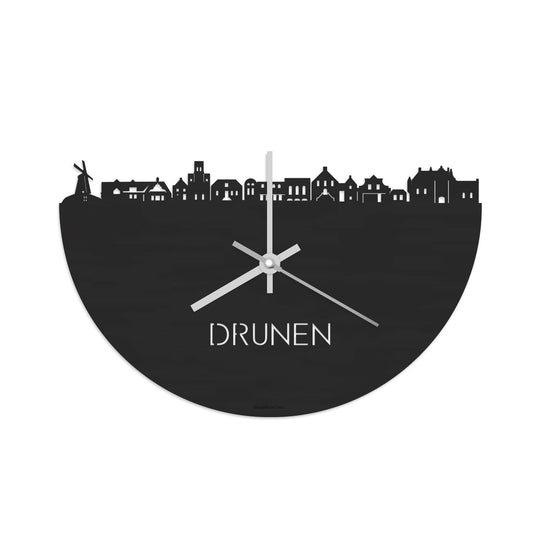 Skyline Klok Drunen Black Zwart houten cadeau decoratie relatiegeschenk van WoodWideCities